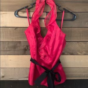 Red Silk Halter Top